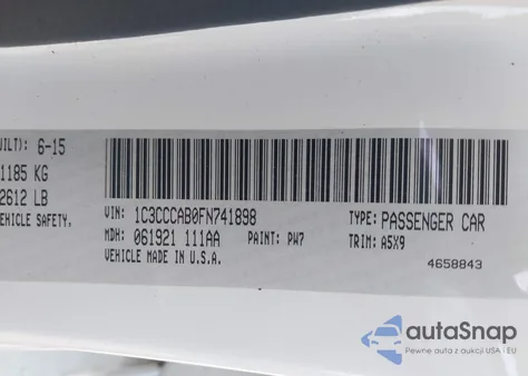 2015 Chrysler 200 Limited from USA, damaged, VIN 1C3CCCAB0FN741898